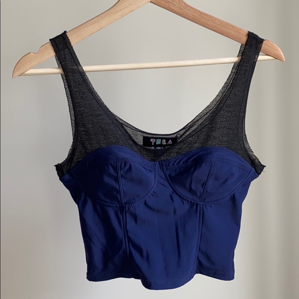 Navy/Black Crop Top